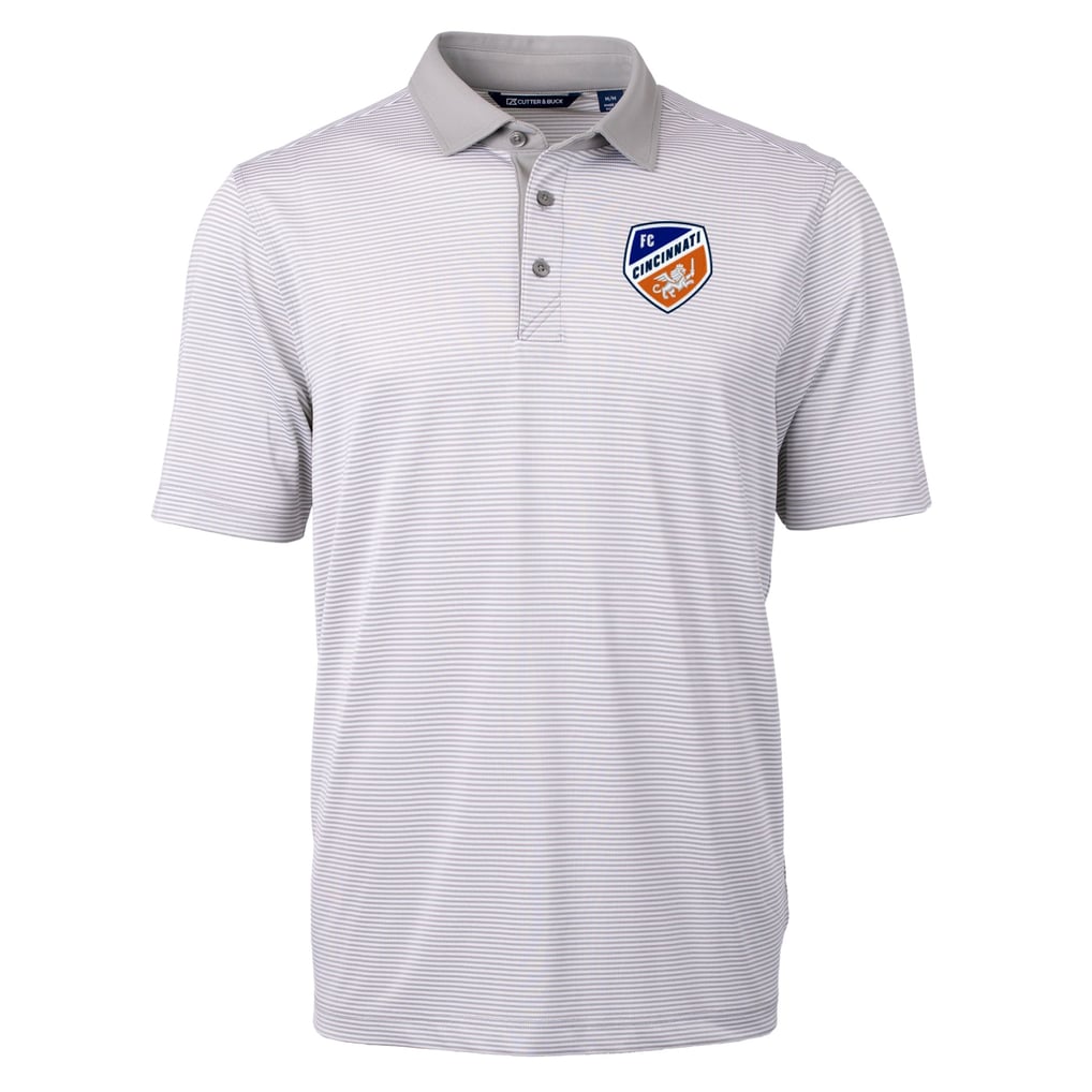  FC Cincinnati Cutter & Buck Virtue Eco Pique Micro Stripe Recycled Polo - Gray